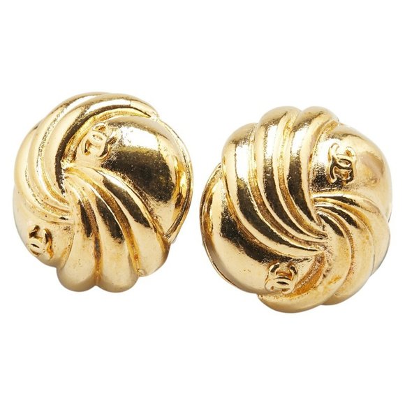 CHANEL Vintage Black Logo Earrings - Picture 1 of 7